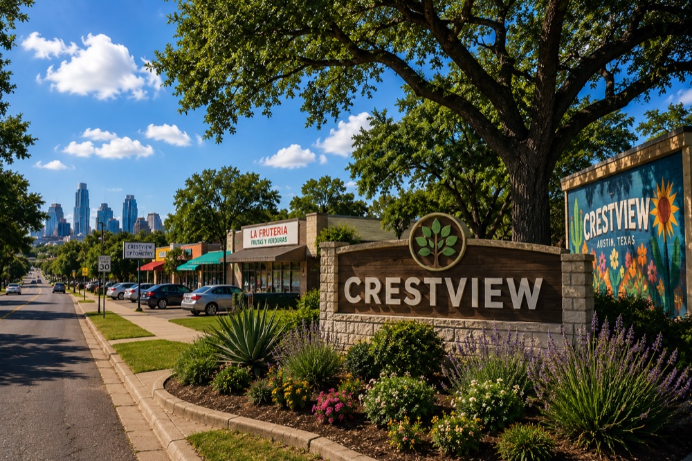 Pflugerville: calle residencial arbolada en el suburbio